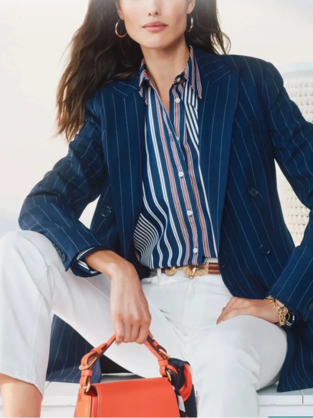 POLO RALPH LAUREN Suit Virgin Wool Navy Blue Pinstripe